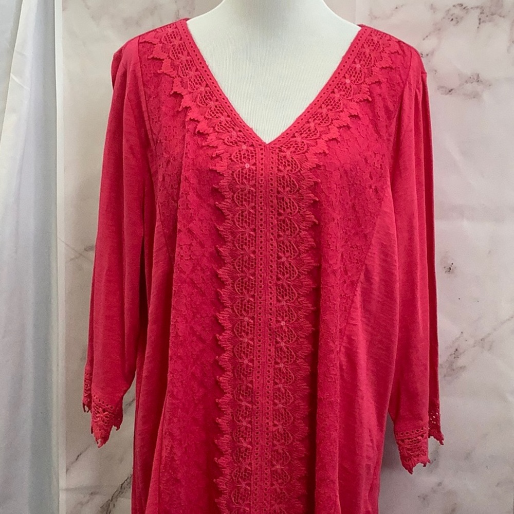NWT- Jm Collection Lace-Trim Tunic